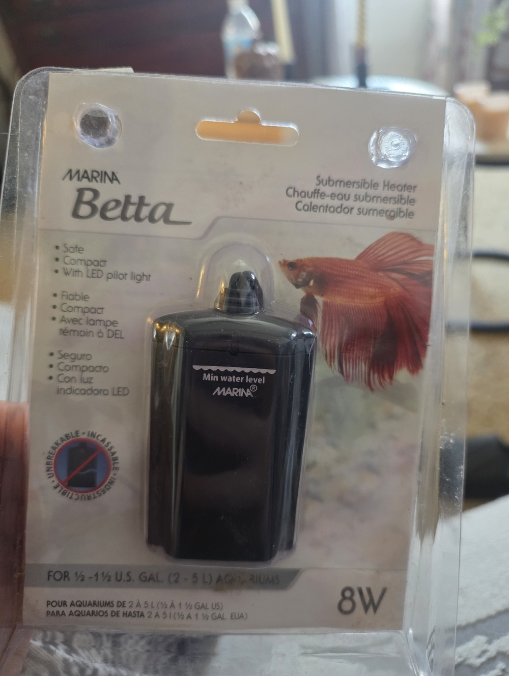 MARINA Black Submersible Aquarium Heater - Compact Design